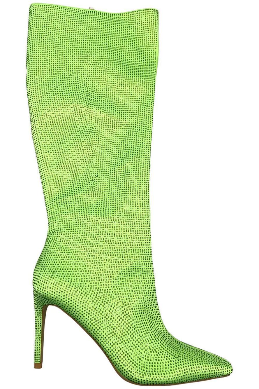 Lady Couture of NY Women's Diamond Heeled Tall Shaft Boot Lime - Medium